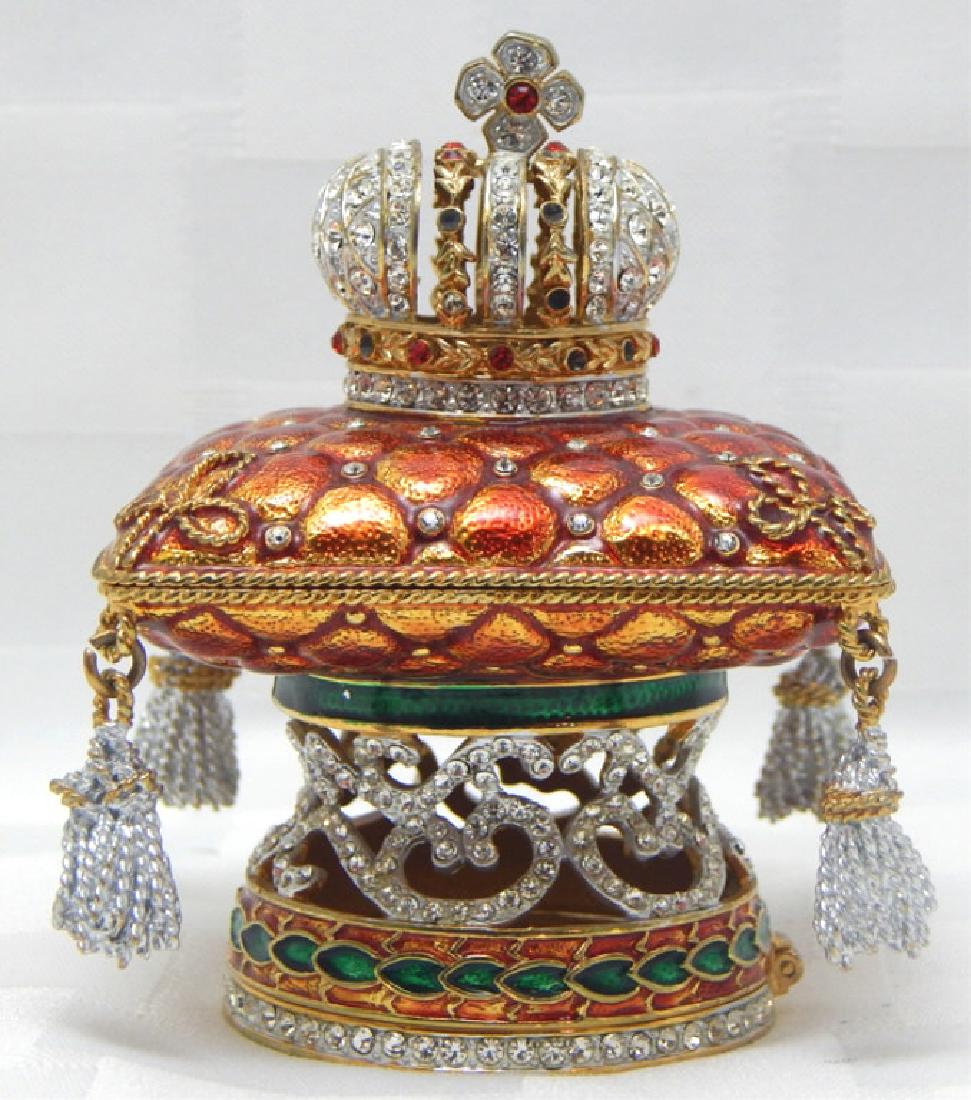 Enamel & Jeweled Crown on Pillow Trinket Box (1 of 4)