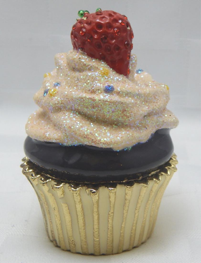 Enamel & Jeweled Cupcake w/ Strawberry Trinket Box (1 of 4)