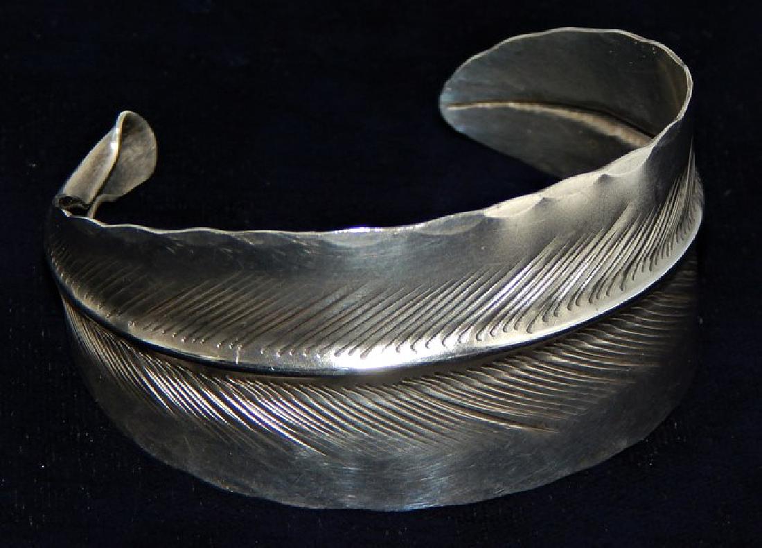 Native American Sterling Feather Cuff Bracelet (1 of 5)