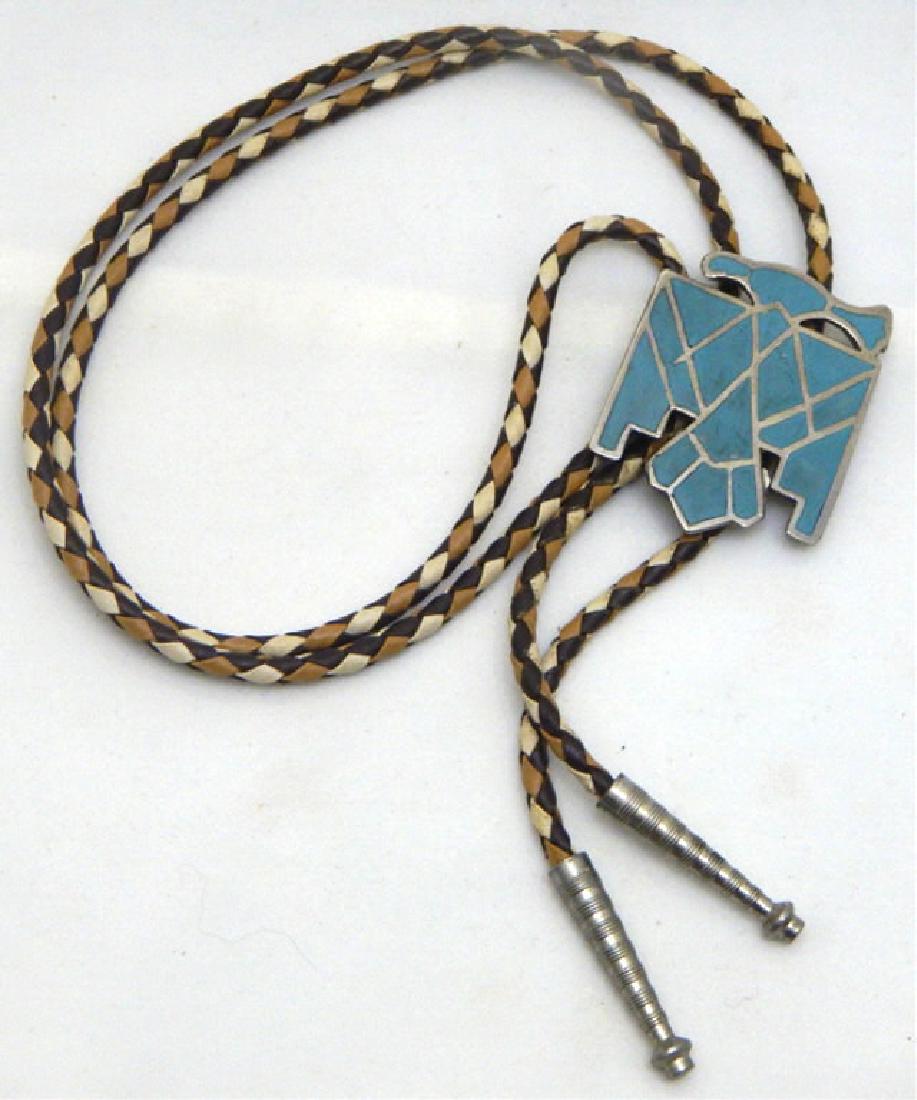 Old Pawn Sterling and Turquoise Eagle Bolo Tie (1 of 4)