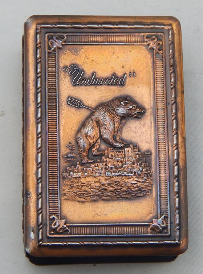 Vintage Match Box Safe, Copper on Silver (1 of 4)