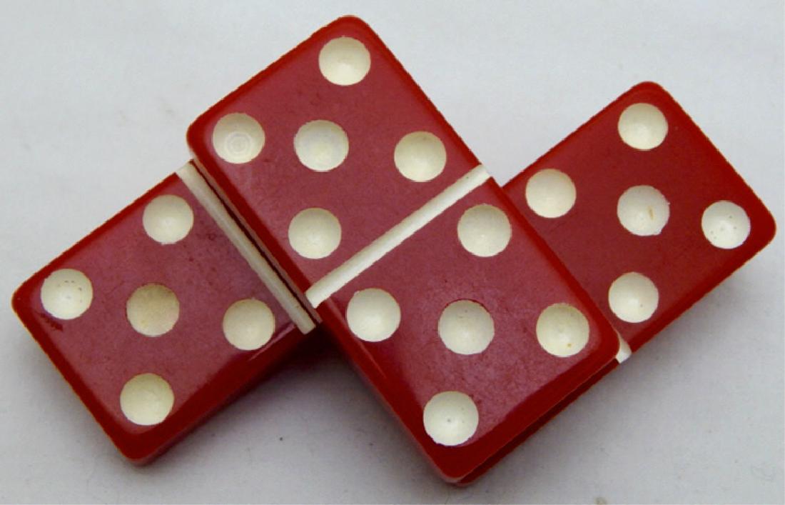 Vintage Unique Ruby Red Bakelite Dominos Brooch (1 of 3)