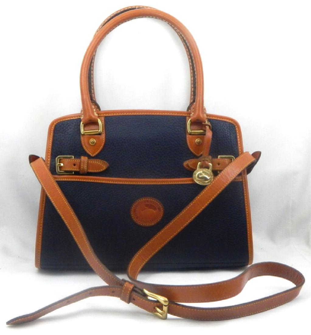 Dooney & Burke Black w/ Tan Leather Trim Handbag (1 of 4)