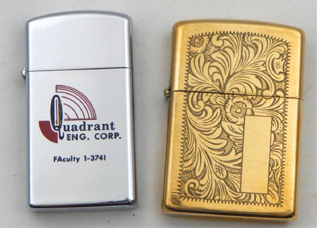 Vintage Gold and Silver Zippo Lighters: Both used but in good condition. Estimate $40 - $60 Starting Bid $20
