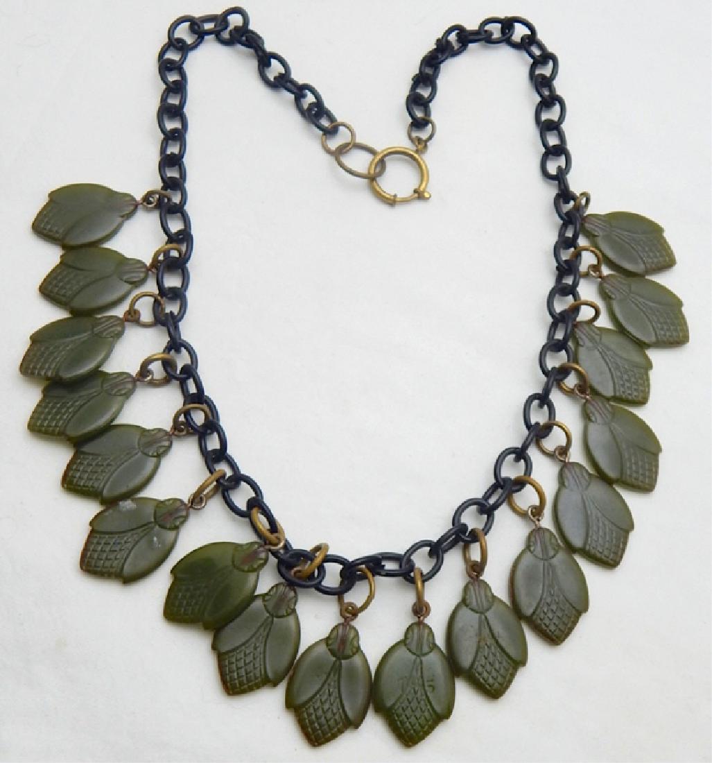 Vintage Rare Green Acorn Bakelite Necklace (1 of 2)