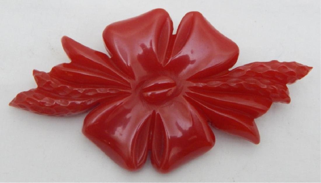 Vintage Hawaiian Ruby Red Bow Brooch (1 of 2)
