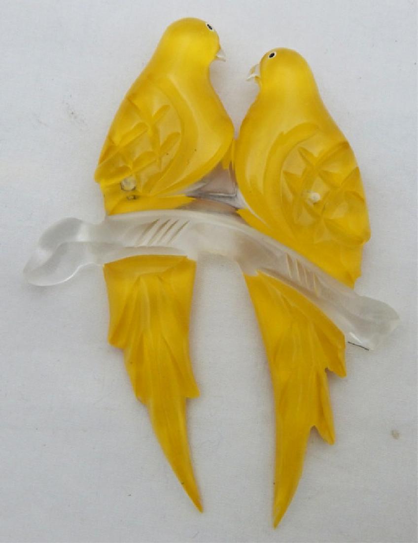 Vintage Lucite Two Parrott's on a Branch Brooch (1 of 2)