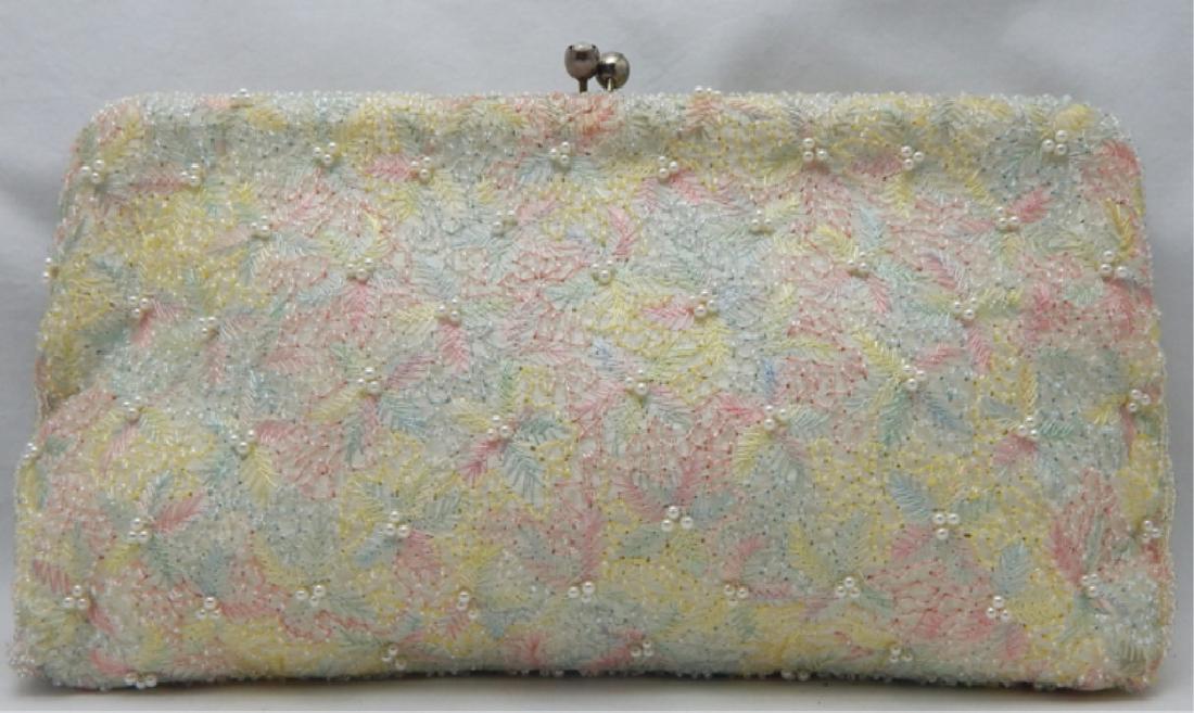 Vintage Magid Pastel Fabric & Baby Pearls Handbag (1 of 3)