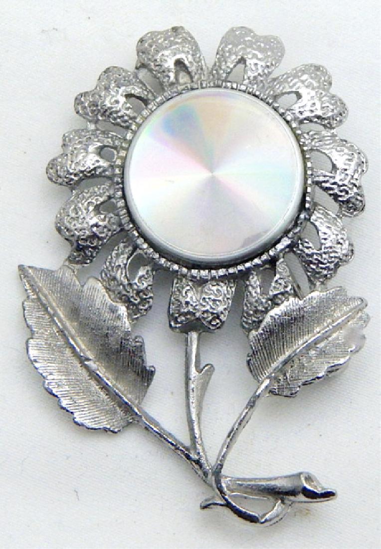 Vintage Signed Sterling Silver Flower Brooch (1 of 3)