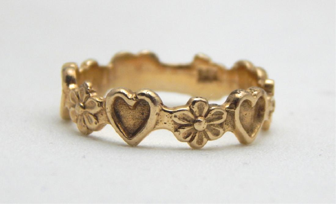 14k Yellow Gold Heart and Flower Design Ring (1 of 1)