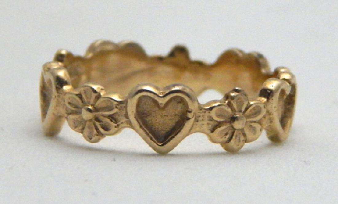 14k Yellow Gold Heart and Flower Design Ring (1 of 1)