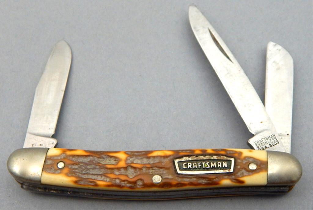 Craftsman Stag Horn Handle Pocket Knife: Three blades. Good condition. Estimate $50 - $100 Starting Bid $10