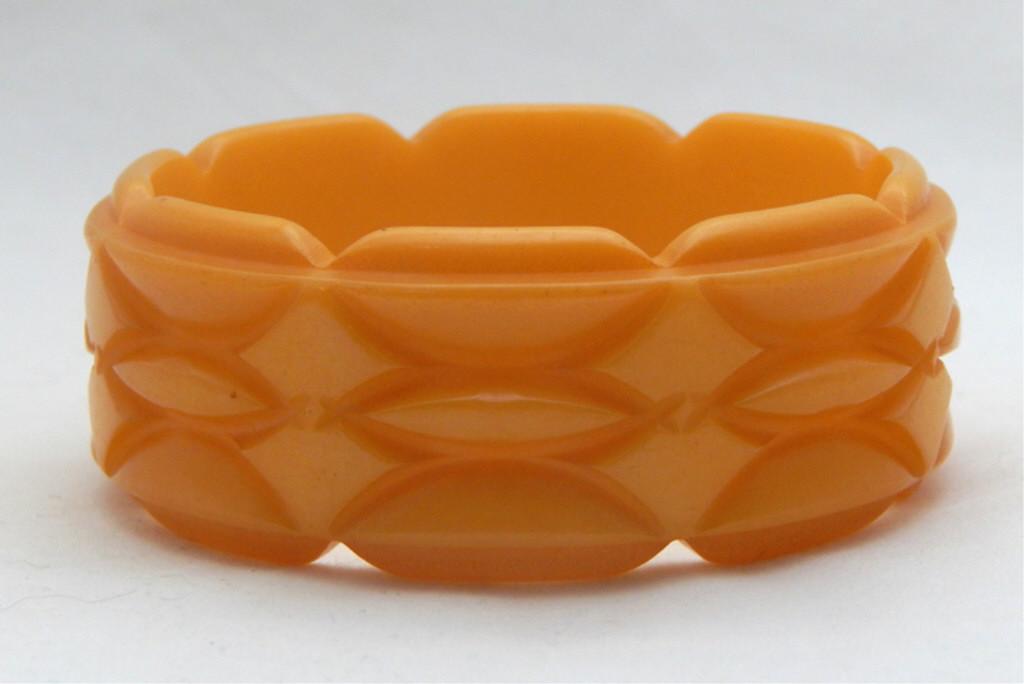 Vintage Carved Butterscotch Bakelite Bangle: Estimate $200 - $300 Starting Bid $20