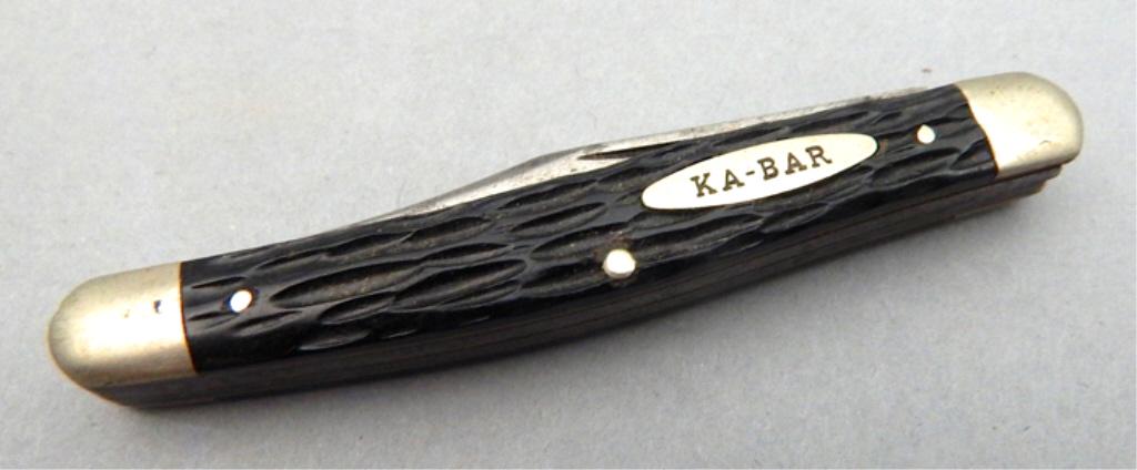 Ka-Bar Stag Horn Handle Pocket Knife: Two blades. Good condition. Estimate $50 - $100 Starting Bid $10