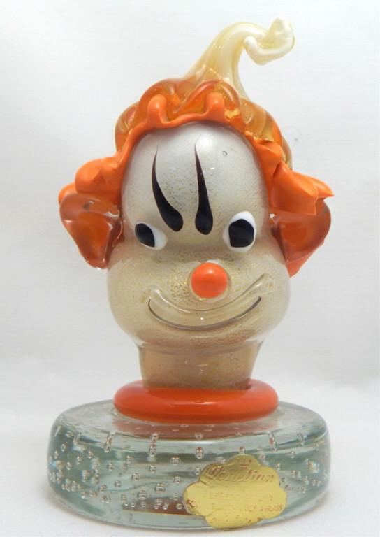 Rare Alfredo Barbini Murano Art Glass Clown: Has original foil label. Polished pontil. Measures 6" x 3 1/2". Estimate $300 - $500 Starting Bid $20