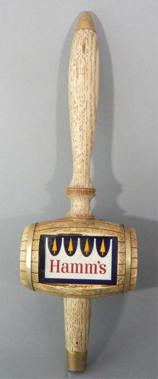 Vintage Hamm's Beer Tap: Wooden beer tap measuring 13 1/2". Cica 1950 - 1970s. Estimate $40 - $70 Starting Bid $20