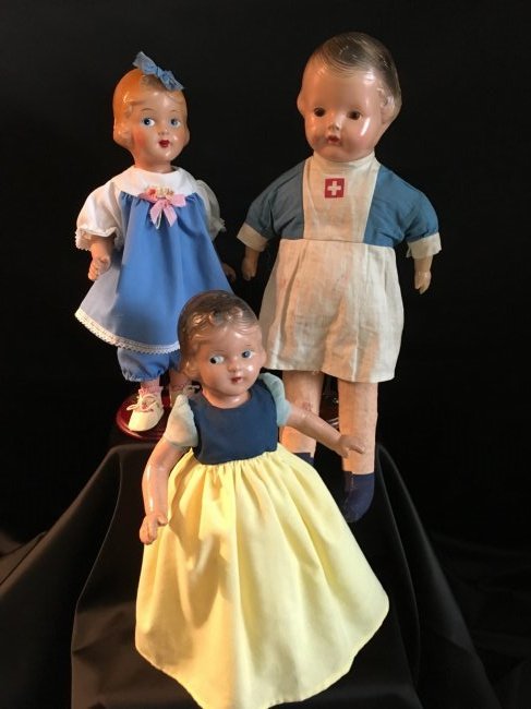 Lot of 3 Composition Dolls  1930's -40's (1 of 9)