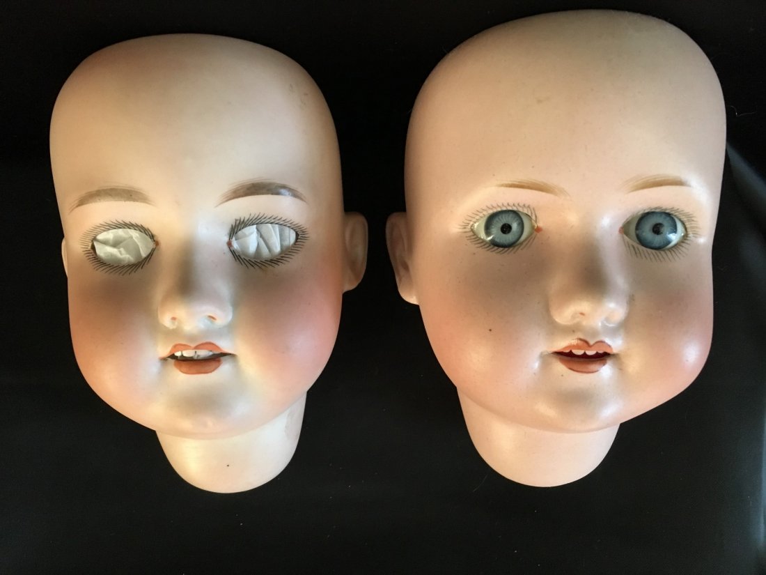 Lot of 2 Antique Bisque Doll Heads. (1 of 4)