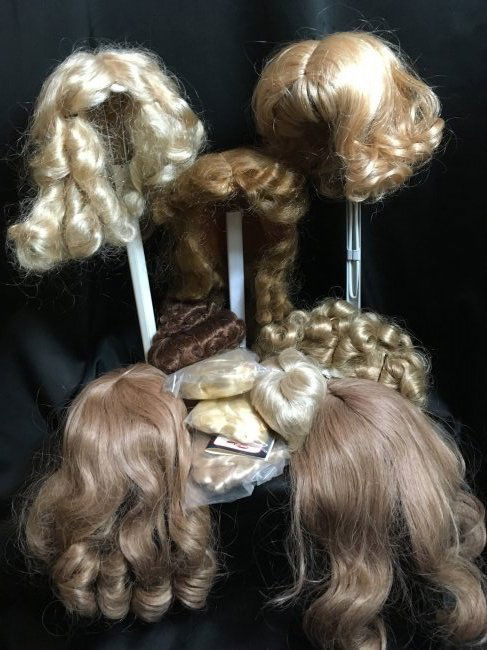 Lot of 8 Vintage Doll Wigs Human Hair & Other Fibers (1 of 11)