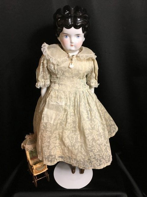 1885-1905 Antique Low Brow China Head. (1 of 7)