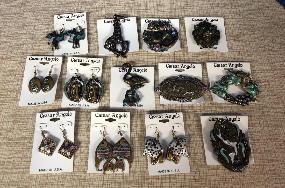 Costume Jewelry Assortment: Assortment of Costume jewelry with Caesar Angelo tags. As shown.