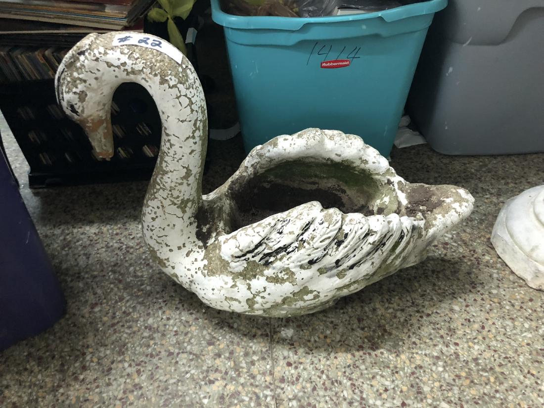 Antique Concrete Garden Swan - PICKUP ONLY: Antique Swan Statue of concrete. Heavily worn and will need restoration by a skilled hand for full potential.