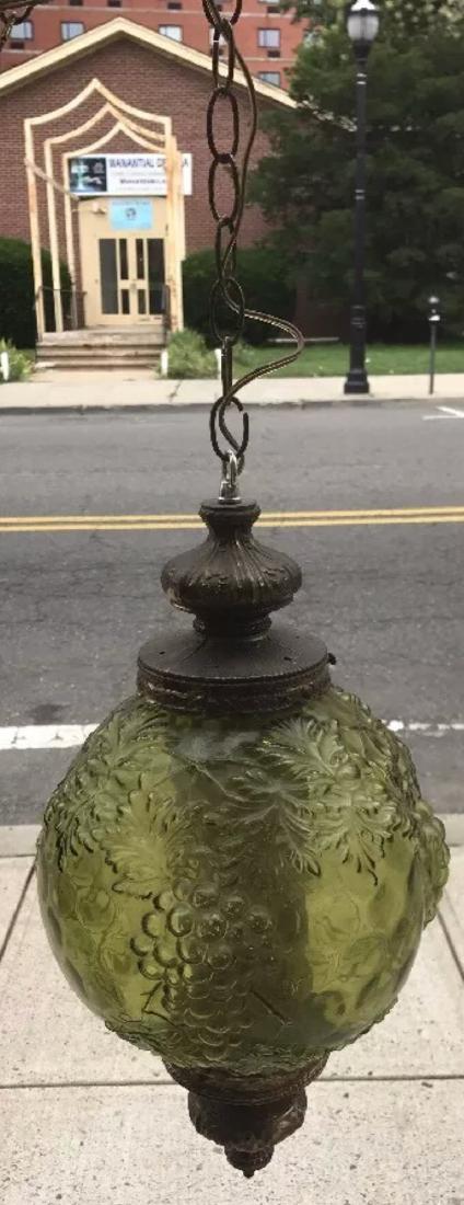 Mid Century Carnival Crackle Glass Hanging Lamp (1 of 2)