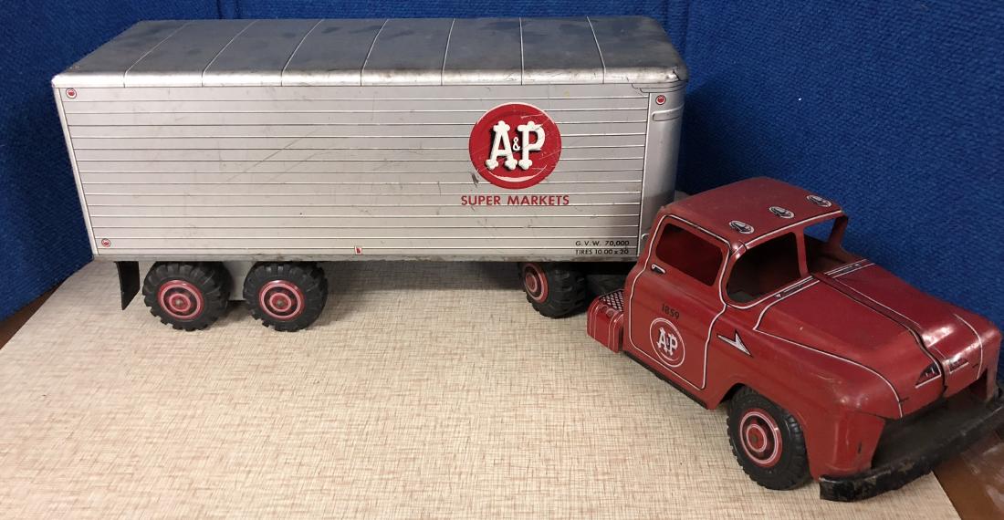 Vintage Marx Tin A&P Mack Truck With Trailer (1 of 2)