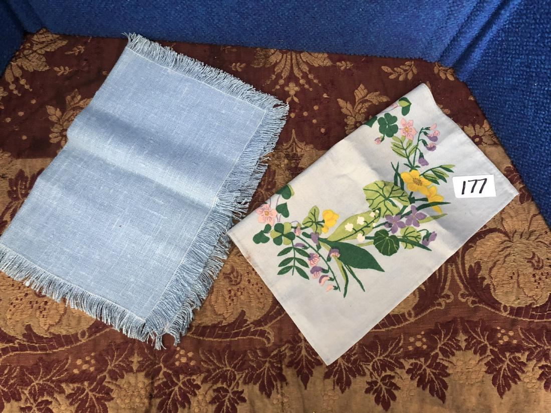 Two Scandinavian Knit Textiles: Two napkins which are handmade from sweden.