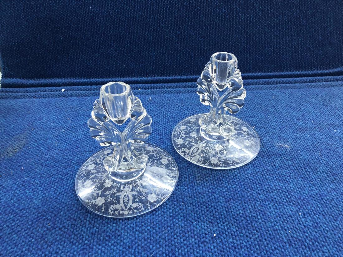 Set of Two Candlesticks with etched design (1 of 1)