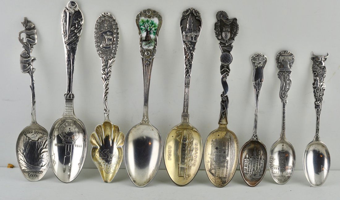 Lot of Sterling Silver Souvenir Spoons (1 of 1)