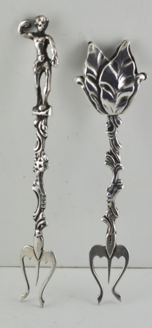 Victorian Whimsy Sterling Pitch Forks Olive forks (1 of 1)