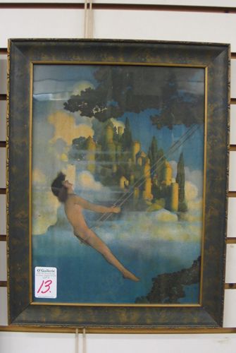 MAXFIELD PARRISH COLOR PRINT titled "Dinky Bird": MAXFIELD PARRISH COLOR PRINT titled "Dinky Bird" 11 in. by 15 1/4 in., c. 1904 In original wood frame of the period.