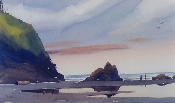 CHARLES MULVEY (Oregon, 1918-2002) Watercolor on pa: CHARLES MULVEY (Oregon, 1918-2002) Watercolor on paper An Oregon coastal scene 20 1/2 in. by 13 1/2 in. Signed Charles Mulvey l.r. Well framed.