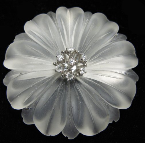 FROSTED GLASS, DIAMOND AND EIGHTEEN KARAT WHITE G
