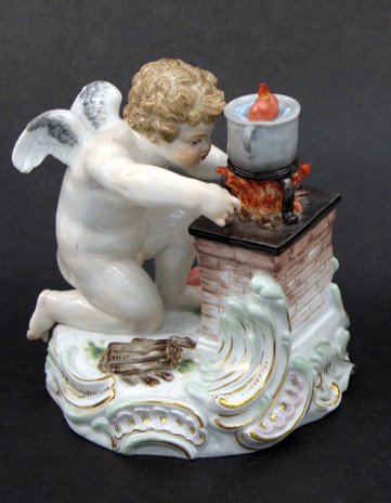 A GERMAN MEISSEN PORCELAIN FIGURE, 19th century, o