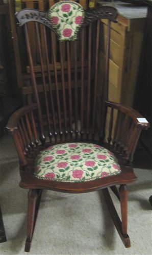 VICTORIAN MAHOGANY ROCKER, American, c. 1900, havi