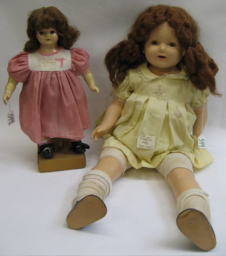 TWO EFFANBEE COMPOSITION GIRL DOLLS: Baby Dainty,1: TWO EFFANBEE COMPOSITION GIRL DOLLS: Baby Dainty,16 in., auburn hair, blue sleep eyes, painted features, closed mouth, composition head, arms and legs, cloth body. Marked: Effanbee, Baby Dainty; plus