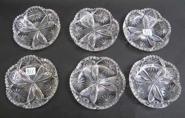 A SET OF 6 AMERICAN BRILLIANT CUT ICE CREAMS: nic