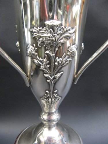 STERLING TROPHY THREE-HANDLED LOVING CUP - 2