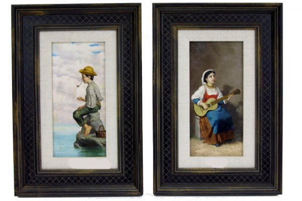 PAIR OF MICHELE RICCI OILS ON WOOD PANEL