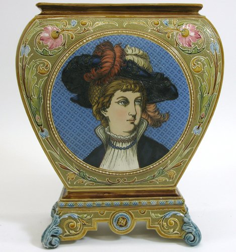 METTLACH MONUMENTAL VASE, having shouldered ovifo