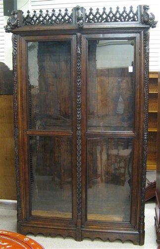 OAK GOTHIC REVIVAL BIBLIOTHEQUE, French, third qu