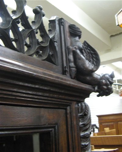 OAK GOTHIC REVIVAL BIBLIOTHEQUE, French, third qu - 3