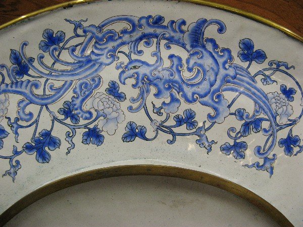 CHINESE ENAMELED CHARGER. The metal base hand pai - 4