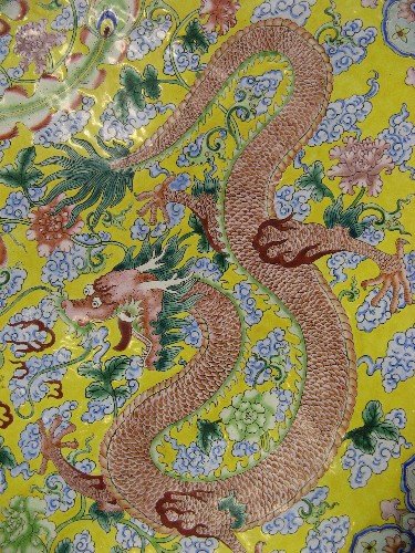CHINESE ENAMELED CHARGER. The metal base hand pai - 5