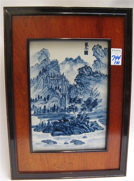 THREE CHINESE BLUE AND WHITE PORCELAIN PLAQUES - 3