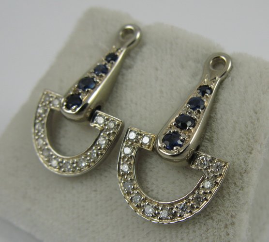 PAIR OF SAPPHIRE, DIAMOND AND 14K GOLD EARRINGS, b