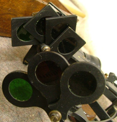 FRENCH SEXTANT with lens in hardwood fitted covered - 3