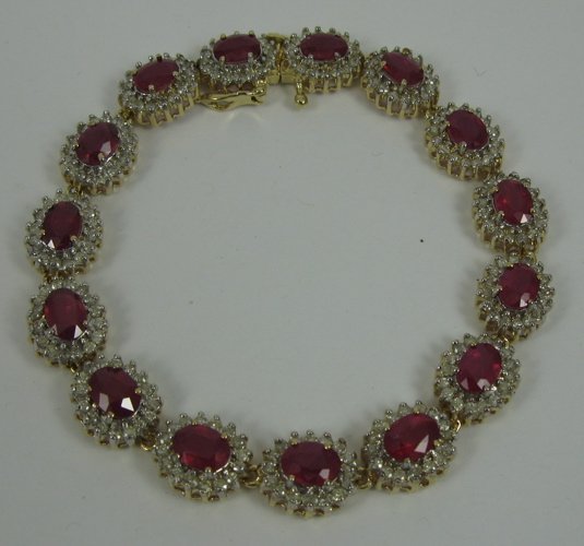 RUBY, DIAMOND AND 14K GOLD BRACELET WITH APPRAISAL